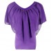 Spot cross-border source wish ebay Europe and America popular chiffon bat sleeve splicing T-shirt top women OM1001