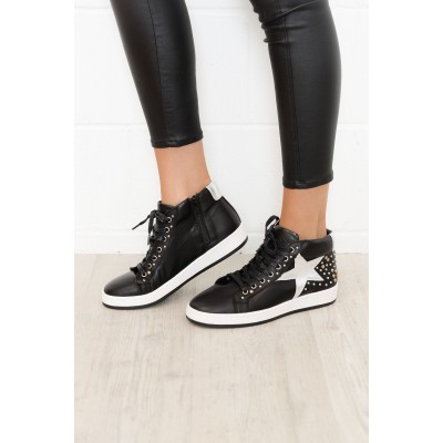 Ashton Black Leather High Top Sneaker