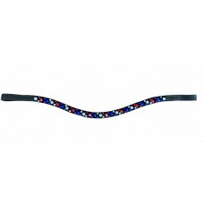 Navy, Red & Silver Hot Fix Bling Browband