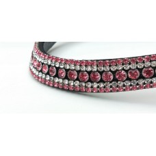 Pink  and Silver  Double Crystal Browband