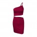 Amazon cross-border design sense, small number, one shoulder drawstring dress, female summer hollow bag hip sling dress