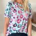 Spot summer new wish Amazon European and American women's printed short sleeved loose casual shirt for women 10073