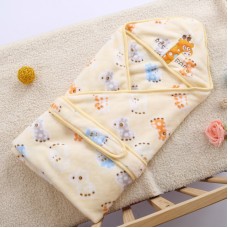 93 93cm Newborn Baby Wrapped Spring Autumn Winter Supplies Thick Warm Flannel Quilt Towel  Light Yellow Giraffe