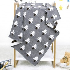 Baby Knit Christmas Tree Hug Blanket out Shawl Cover  Grey