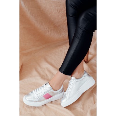 Killer Silver Leather Platform Sneaker